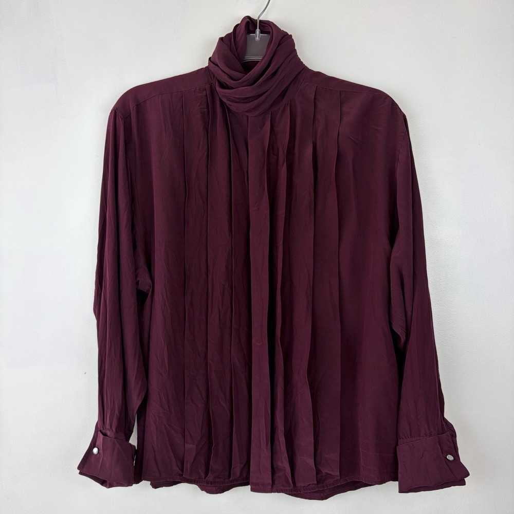 Polo Ralph Lauren Silk Blouse Womens 12 Top Shirt Wrap High Neck Office Career